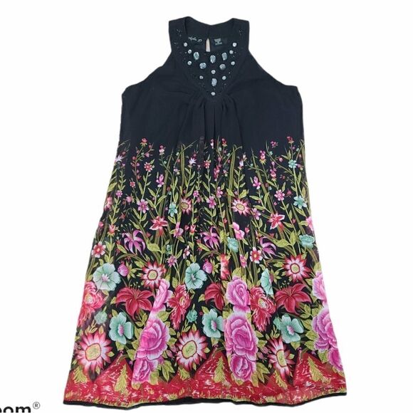 Lola P. Chiffon Shift Colorful Floral C
Black Dress Embellished Neck Pullover XL - Picture 3 of 16